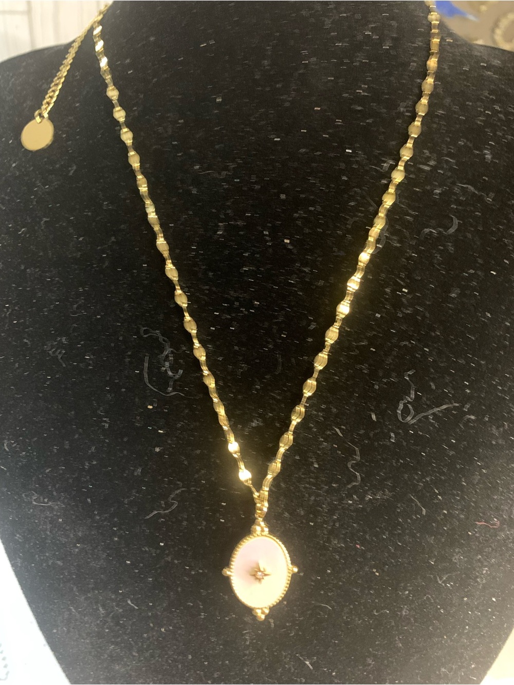 PlunderGold-Tone Mother of Pearl Pendant Necklace with Rhineston Women's Jewelry